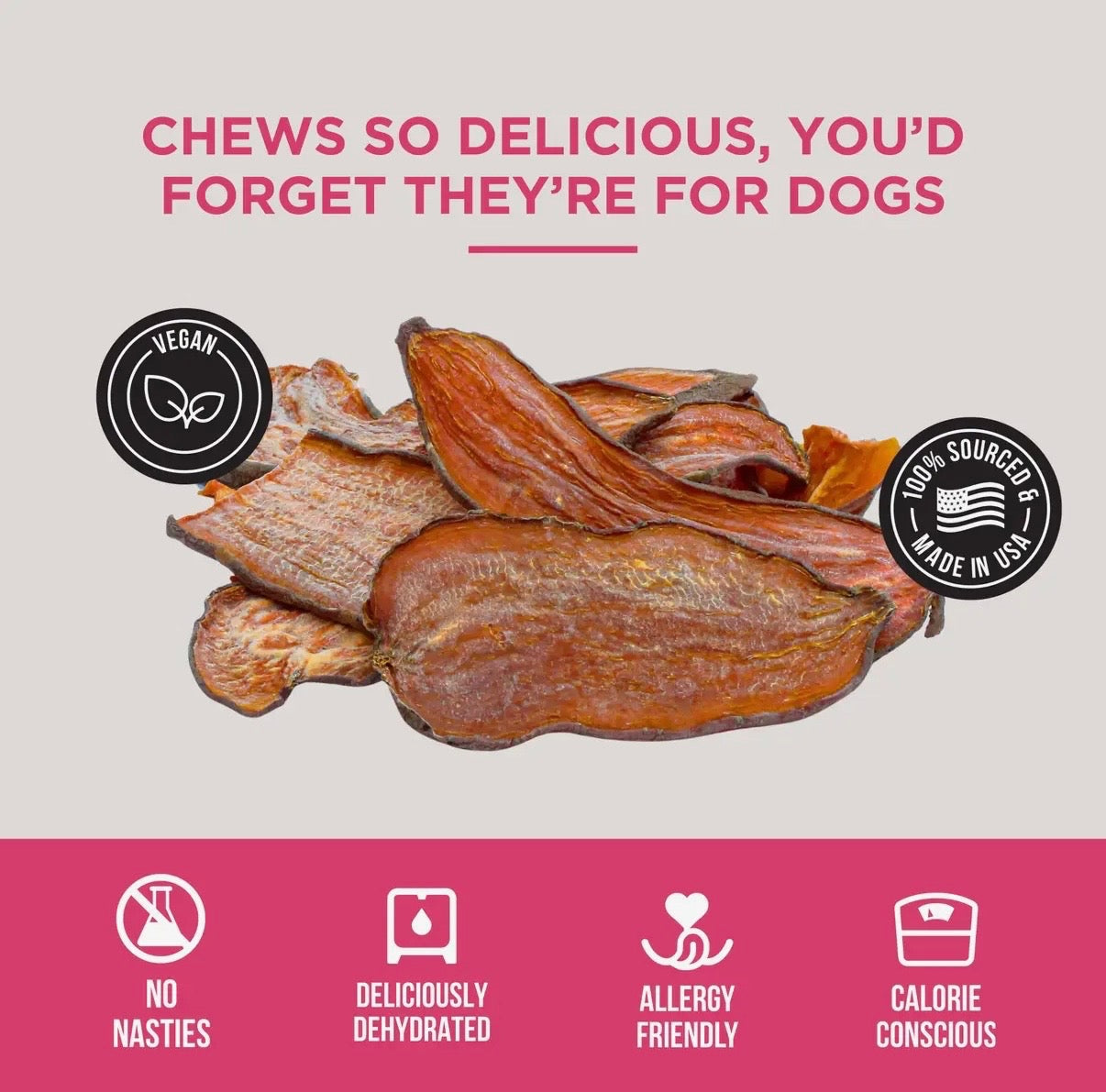 Natural Sweet Potato Chews for Dogs – Dehydrated Single Ingredient Treat